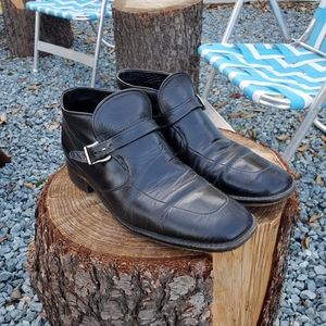 Sears Easy Flex chukka ankle boot with brass buckle in black Men's size 10 D